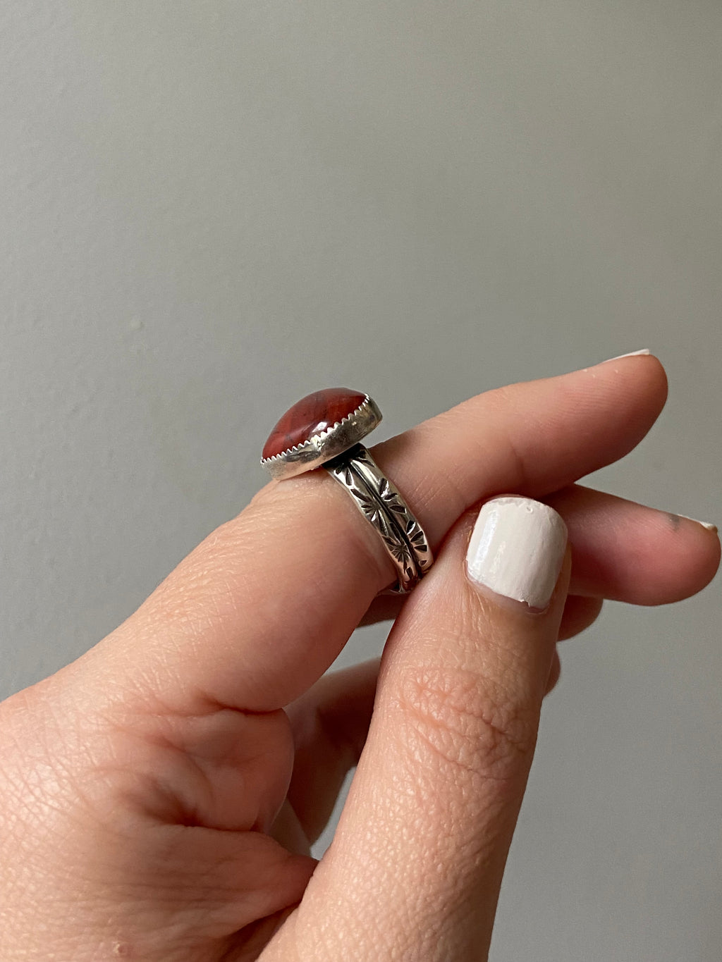 Red Jasper heart ring
