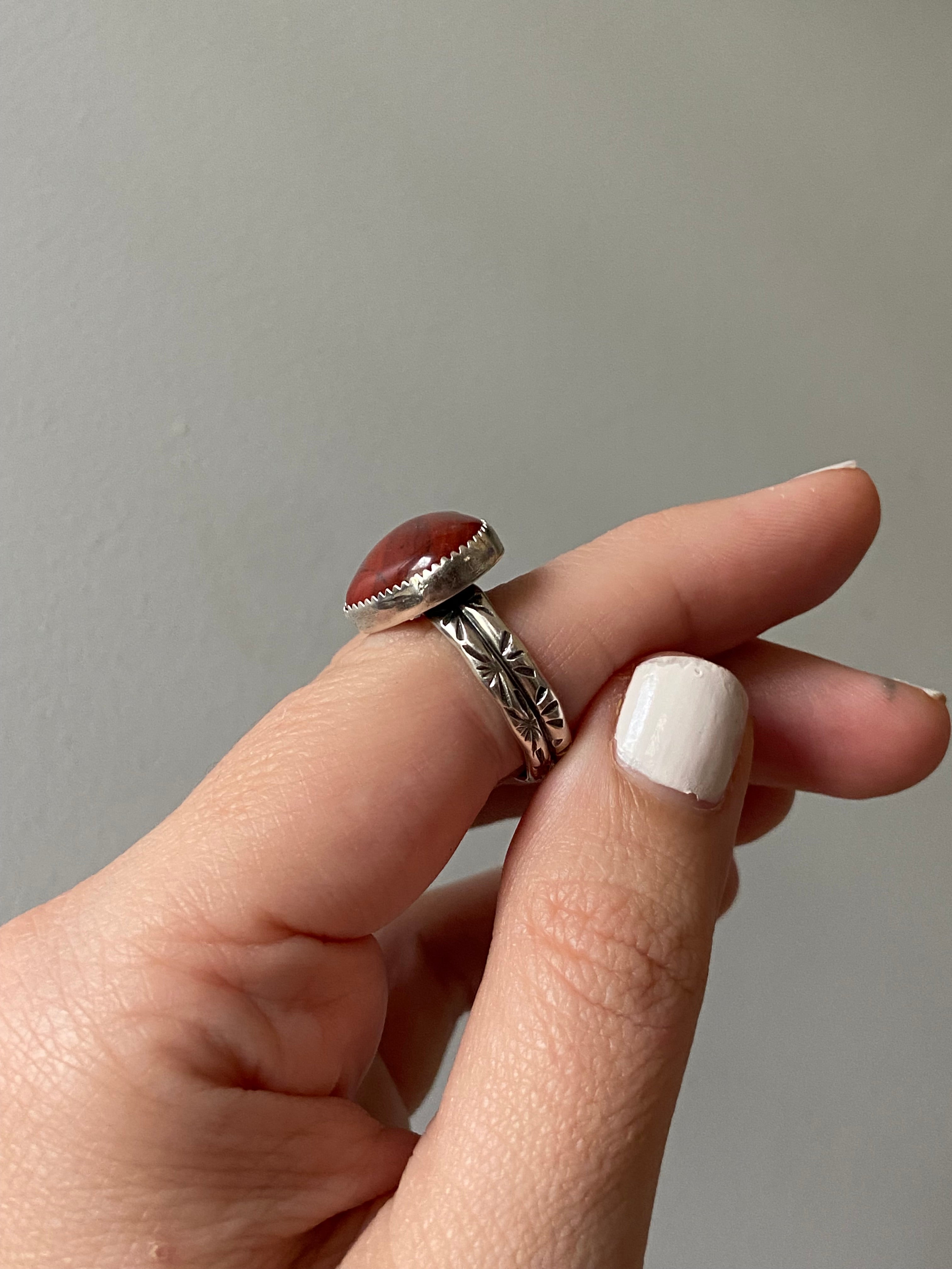 Red Jasper heart ring