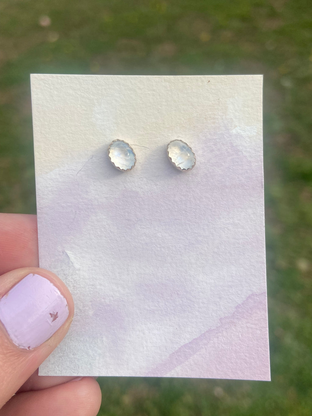 Rainbow Moonstone mini studs