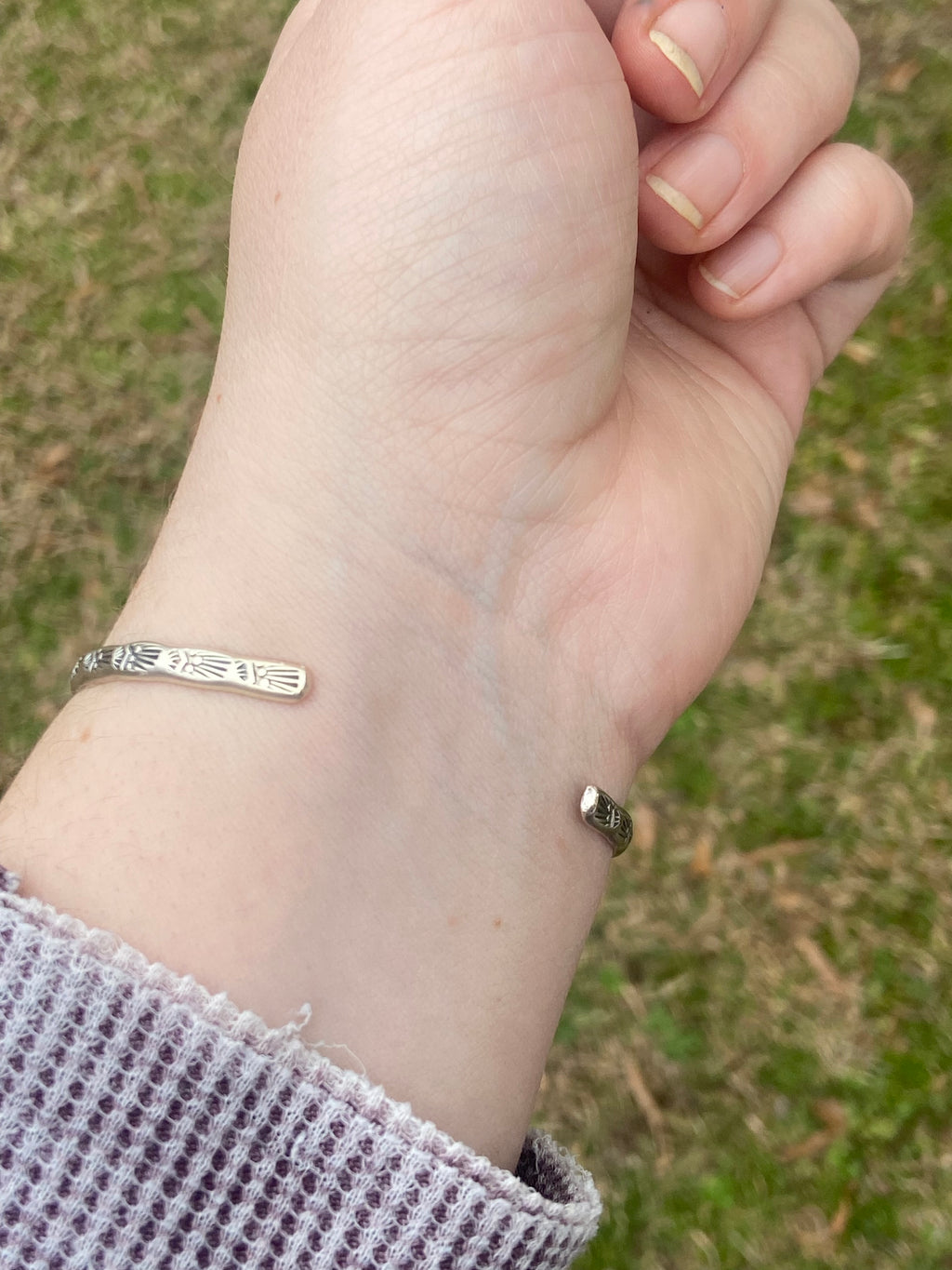 Silver Sheen Obsidian stacking cuff