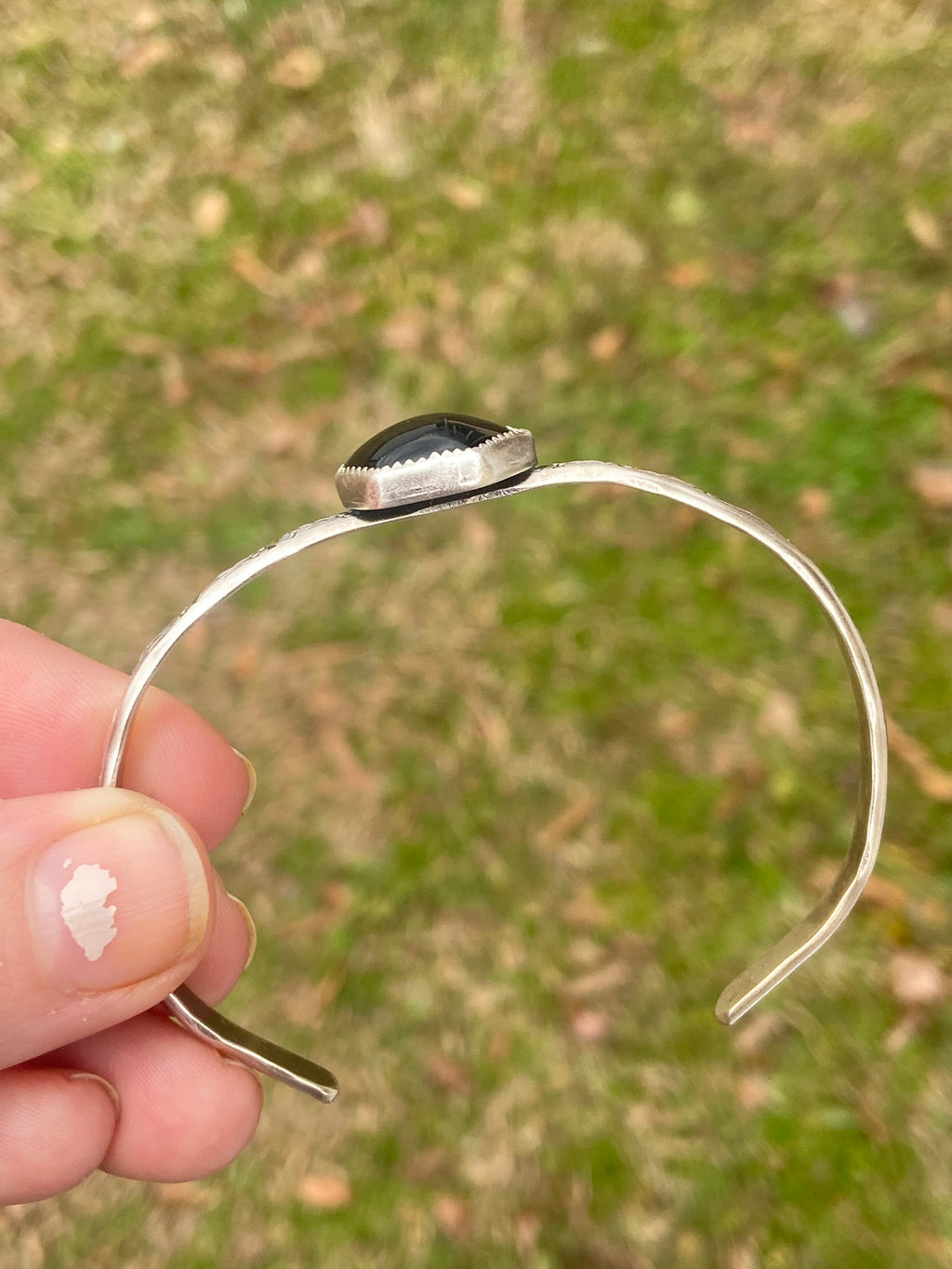 Silver Sheen Obsidian stacking cuff