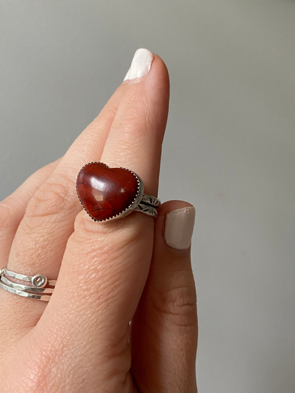 Red Jasper heart ring