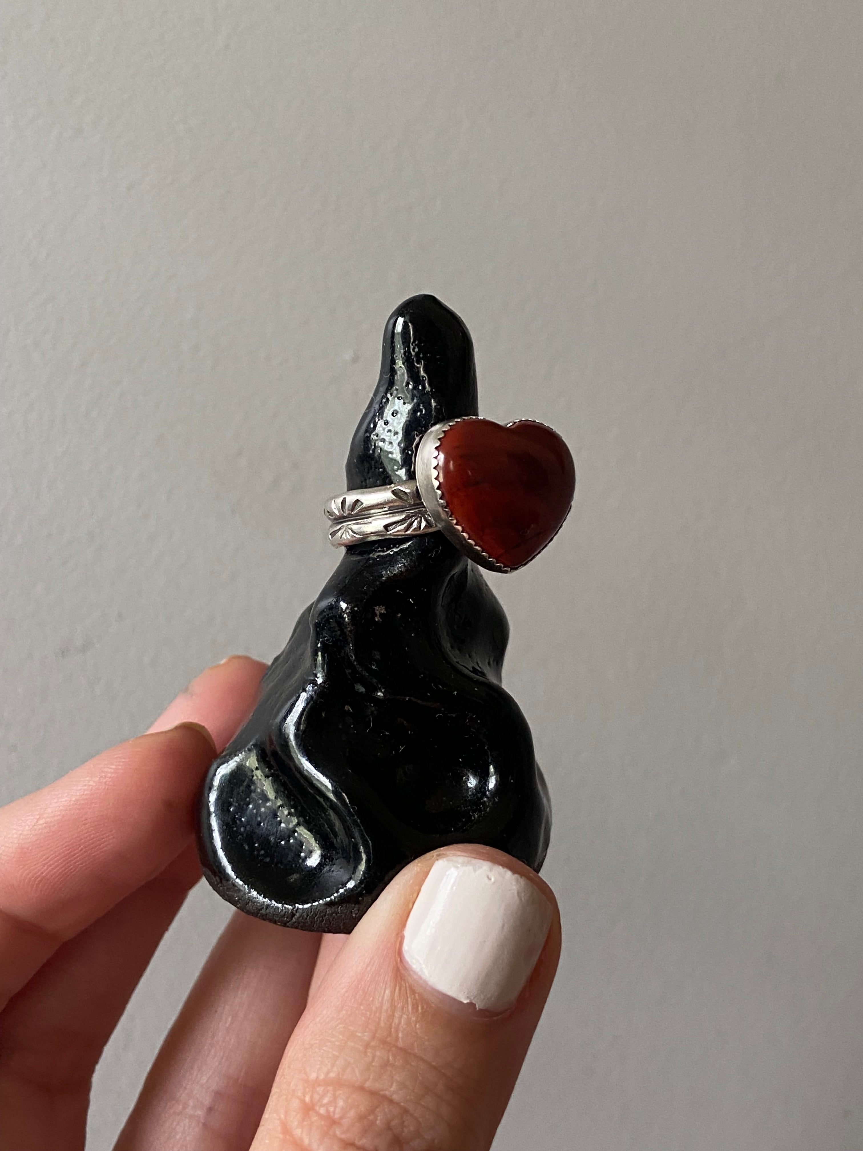 Red Jasper heart ring