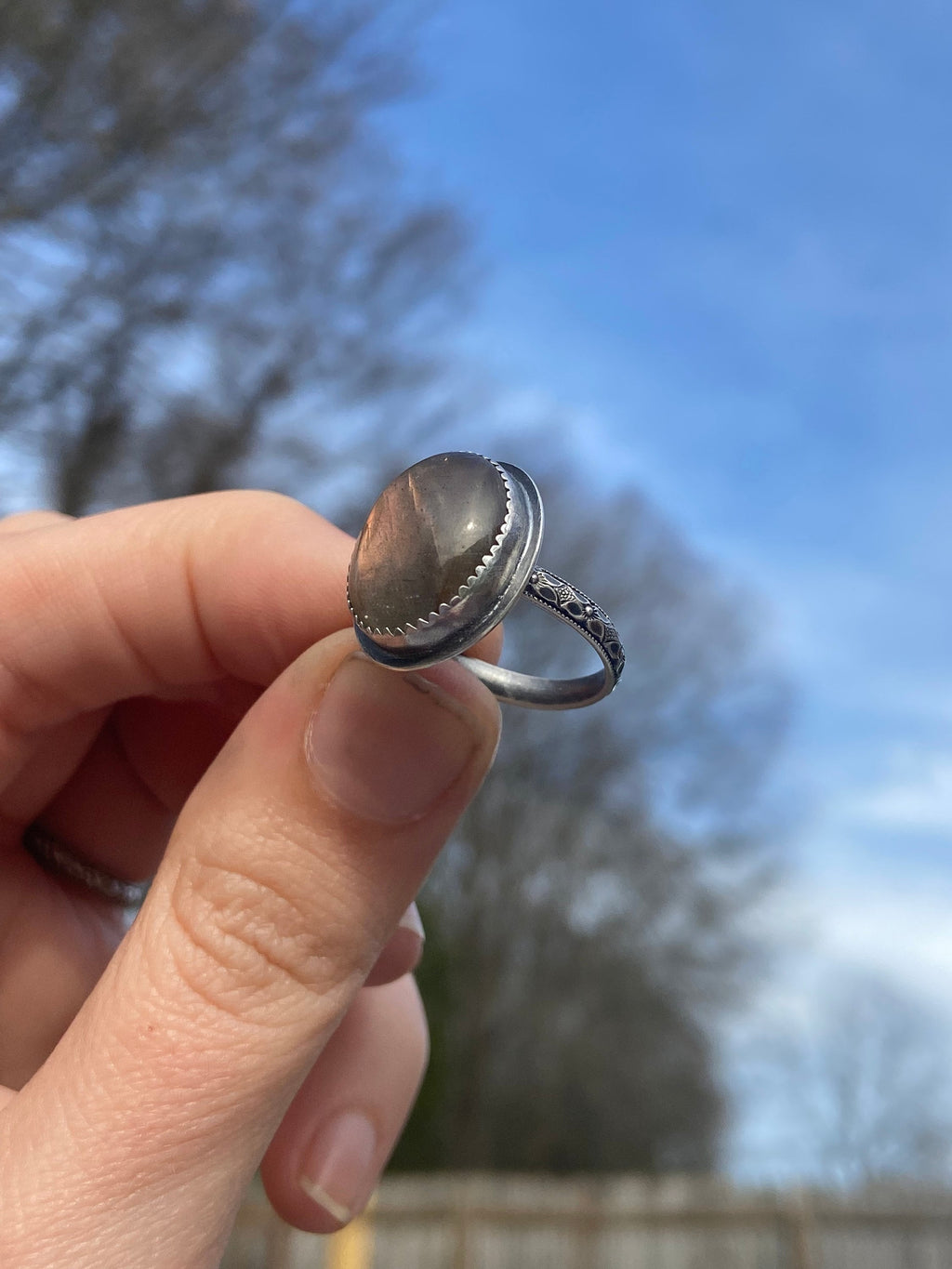 Sunset Labradorite Ring - Size 7.5