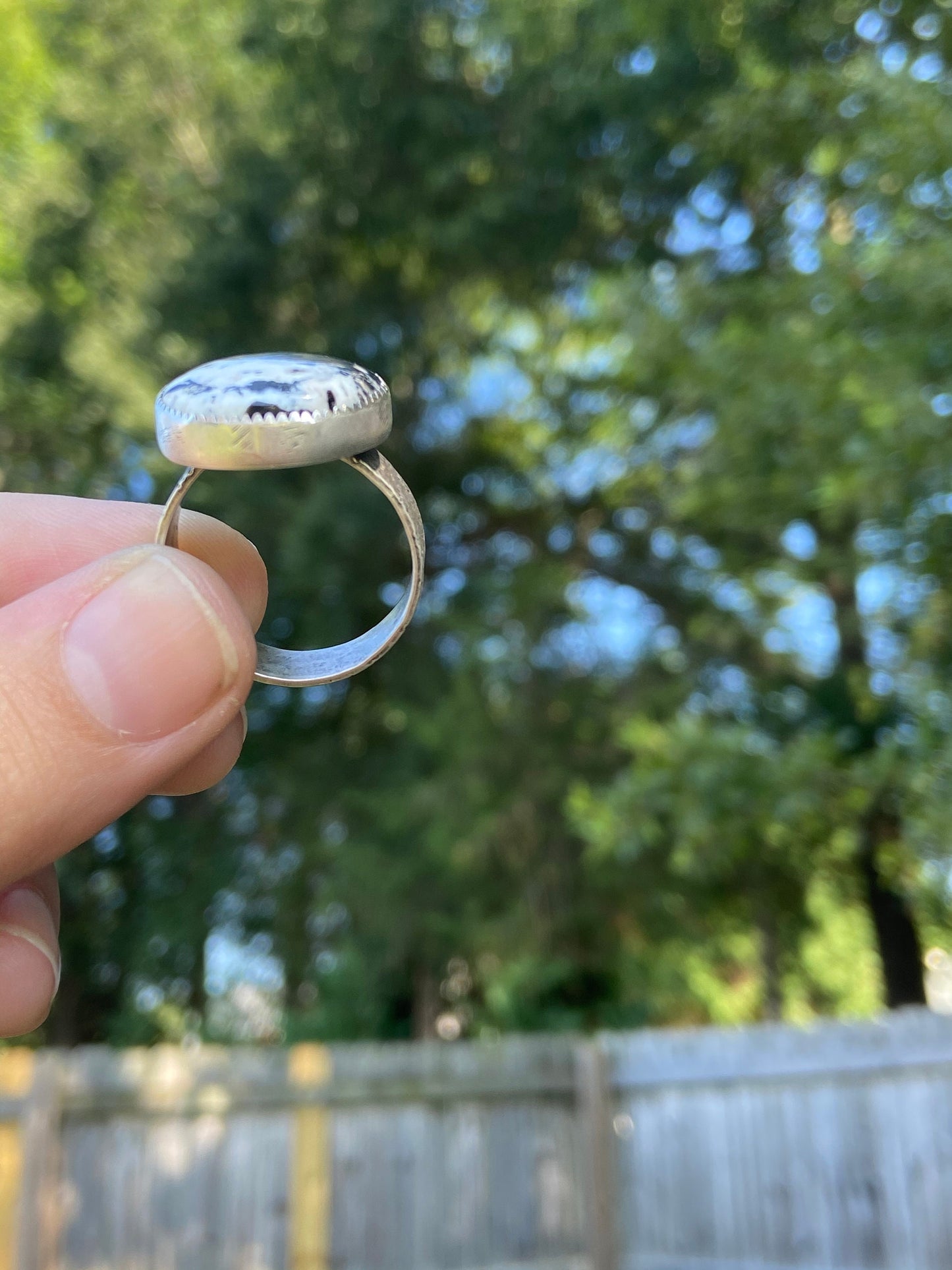 White Buffalo stone statement ring, size 11