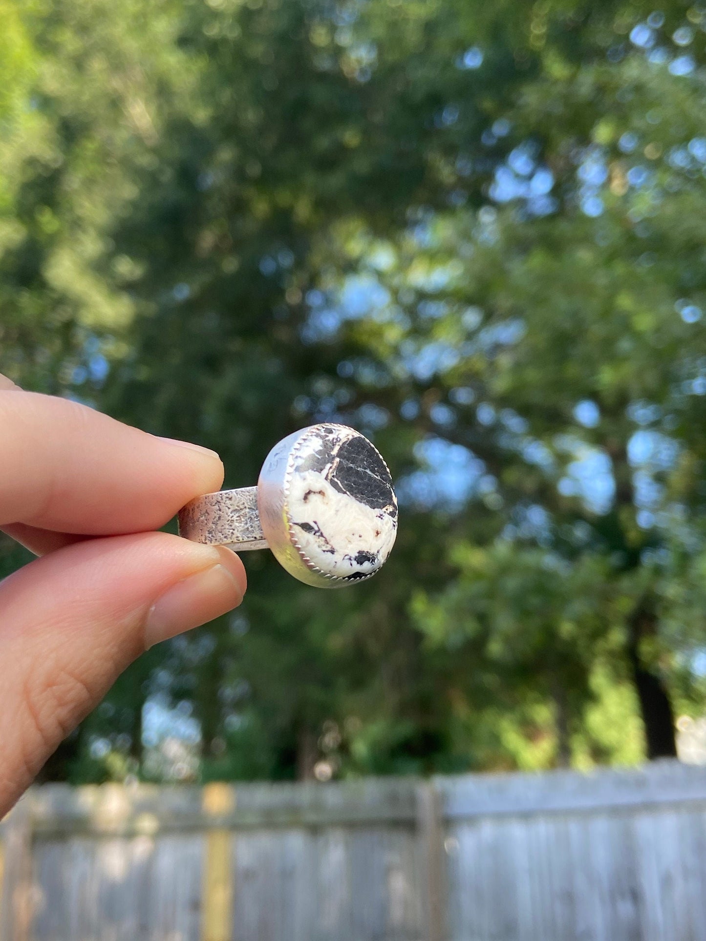 White Buffalo stone statement ring, size 11