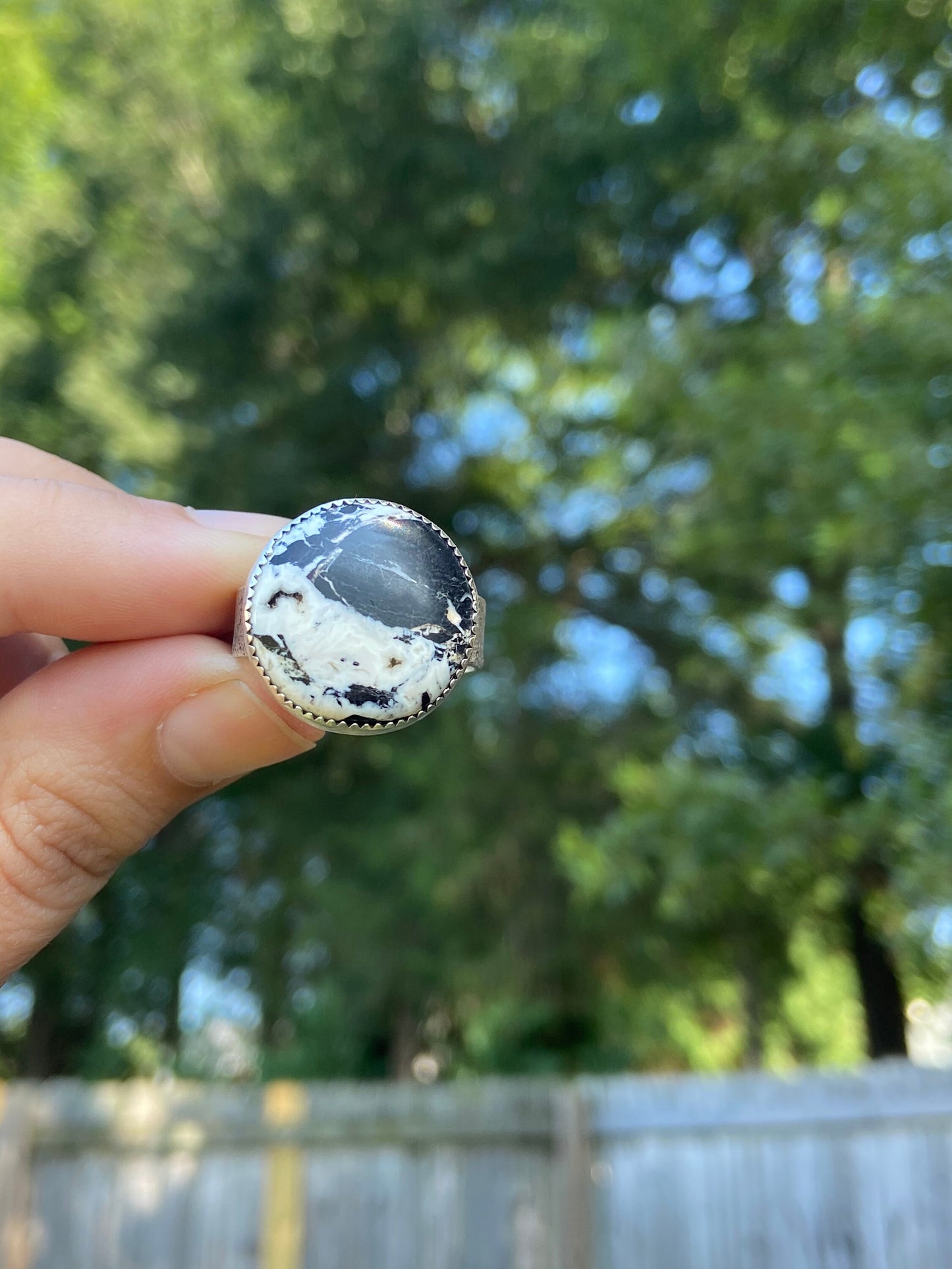 White Buffalo stone statement ring, size 11