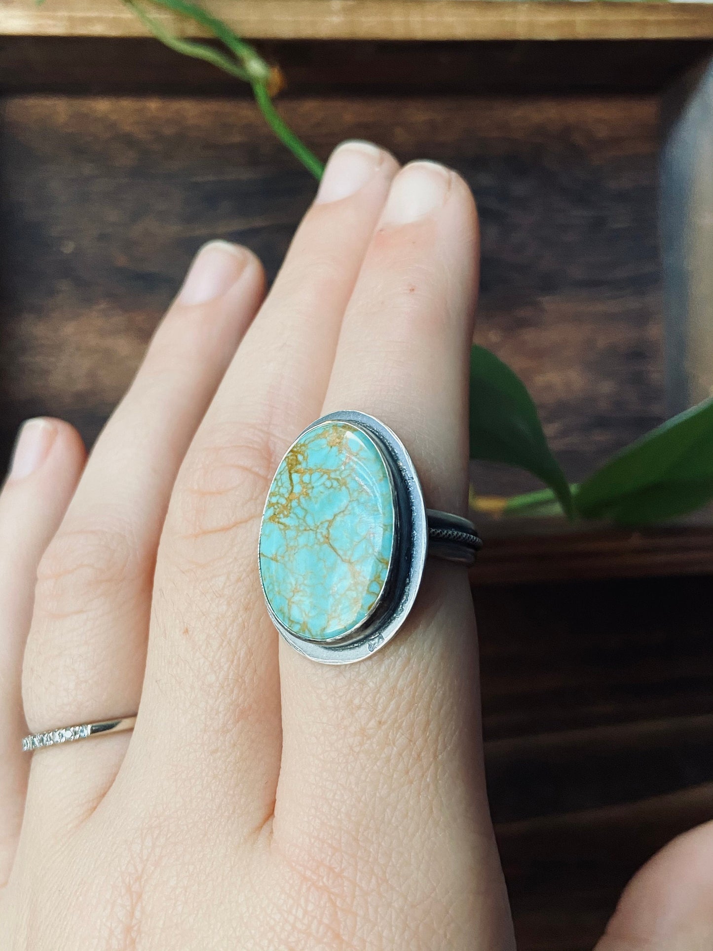 US size 9 Number 8 Turquoise statement ring/ sterling silver turquoise ring for her/ for him/ rare turquoise/ ready to ship/ great gift